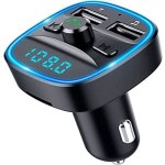 Transmetteur fm bluetooth - bovon - adaptateur radio - dual usb - appel main libre - noir