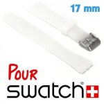 Bracelet 17 mm de montre pour swatch transparent caoutchouc lisse ardillon 1 bracelet montre bracelet ...