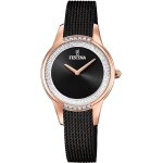 Montre femme festina noire rose et cristal - festina - quartz - verre minral - water resistant