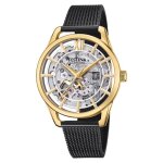 Montre femme festina automatique squelette acier - festina - jaune - water resistant