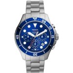 Montre homme acier fossil fb - 03 bleu - mouvement  quartz - etanche 3 atm