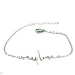 Bracelet - acier inoxydable - femme - argenté - battement c?ur - Électrocardiogramme Bracelet - acier inoxydable - femme - argenté - battement c?ur - Électrocardiogramme
