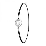 Bracelet arbre de vie et �lastique noir sc boh�me en acier rhodi� argent�