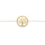 Bracelet arbre de vie femme plaqu� or 18 carats & zirconiums ? longueur r�glable 165 - 195cm ? bijou ...