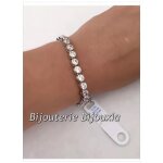 Bracelet - argent 925 rhodi� - 30 cristaux zirconium - 19 cm - bijoux femme - neuf