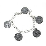 Bracelet argent 925m. - rolo charme 5 vieilles pices de monnaie