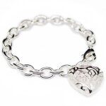 Bracelet argent femme pendentif gros c?ur