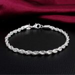 Bracelet en argent goniz pour femmes - modle serpent gomtrique torsad - 925 argent sterling
