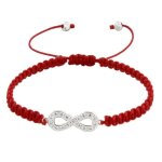 Bracelet argent infini et strass lien tréssé rouge Bracelet argent infini et strass lien tréssé rouge
