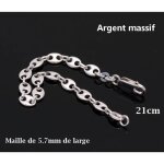 Bracelet 21cm grain de caf en argent 925 massif poinonn pour homme