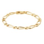 Bracelet - bijoux homme - figaro - plaqu or 18 carats - 21 cm - 7mm