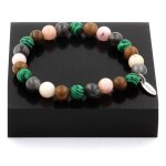 Bracelet - a bijoux - opale rose - labradorite - malachite - bois 8 mm