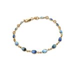 Bracelet - bijouxia - cristal de swarovski - plaqu or 18 carats - bleu - souple