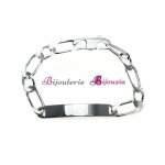 Bracelet - bijouxia - figaro identit� gravure - argent massif 925 - 21cm - homme