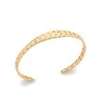 Bracelet - bijouxia - jonc ouvert - plaqu or 18 carats - chanage gourmette - 58 cm