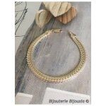Bracelet - bijouxia - maille anglaise - plaqué or 18 carats - 18cm - 6mm Bracelet - bijouxia - maille anglaise - plaqué or 18 carats - 18cm - 6mm