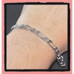 Bracelet - bijouxia - maille figaro altern�e - argent massif 925 / 1000 - 21 cm - 4 mm