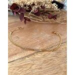 Bracelet - bijouxia - maille gourmette en argent 925 dor� - oxyde de zirconium - longueur 19 cm - r�glable ...