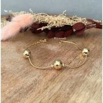 Bracelet - bijouxia - maille torsad�e corde - plaqu� or 18 carats - 3 boules altern�es - 18 cm