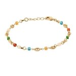 Bracelet - bijouxia - perles de cristal multicolore - plaqu� or 18 carats - 18cm - mixte