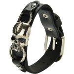 Bracelet biker tte de mort en cuir