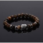 Bracelet - bouddha - marron / argent - extensible - pierre naturelle - mixte magasinna2s - france.