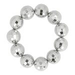 Bracelet boules  facettes argent disco adulte gris argent - accessoire de dguisement bijou fantaisie ...