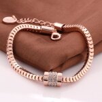 Bracelet � breloques - top qualit� - or rose - zirconium - 18cm + 5cm - tendance