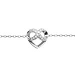 Bracelet c?ur infini femme argent 925 massif rhodi� & zirconiums ? longueur r�glable 165 - 195cm ? bijou ...