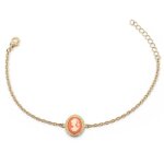 Bracelet cam�e imitation ovale contour travaill� plaqu� or 750 / 000(18 carats) - femme - dor�