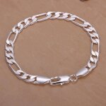 Bracelet chane en argent 925 de 8mm pour homme et femme - bijoux fashion - cadeau unisexe c0277