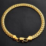 Bracelet chaîne en argent plaqué or 18k - mode hommes femmes - bijoux cadeau - longueur 20 cm Bracelet chaîne en argent plaqué or 18k - mode hommes femmes - bijoux cadeau - longueur 20 cm