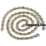 Bracelet et chane - non spcifi - modle grain de caf - acier inoxydable - plaqu or - 7mm