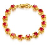 Bracelet chane en plaqu or 18k avec rubis - femme - bijoux mode