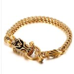 Bracelet de chane de quille en or 18 carats pour homme gothique biker dragon gourmette zircon cubique ...