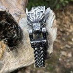Bracelet chane viking king pour homme avec fermoir tte de loup fenrir bracelet manchette motard chane ...