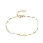 Bracelet chapelet maille perles fines r�sine couleurs cadeau plaqu� or gigi2 blanc