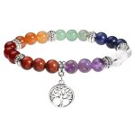 Bracelet ckk7x femmes 7 chakra perles arbre de vie pendentif charme pour Bracelet ckk7x femmes 7 chakra perles arbre de vie pendentif charme pour