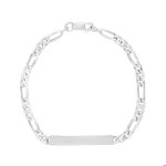 Bracelet - cleor - gourmette en argent 925 / 1000 - maille alterne - plaque identit - blanc