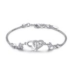 Bracelet - femme - maille vnitienne - coeur - cristal autrichien - blanc - argent 925 / 1000 - 20 cm ...