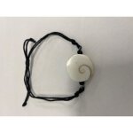 Bracelet - generique - oeil de sainte lucie - cordon noir r�glable - coquillage blanc - porte bonheur ...