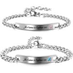 Bracelet couple amoureux gravure je taime chaîne de main acier inoxydable avec zircone Bracelet couple amoureux gravure je taime chaîne de main acier inoxydable avec zircone
