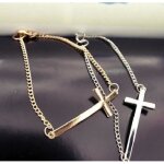 Bracelet - croix crucifix allong�e - acier - couleur argent