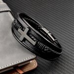 Bracelet croix en cuir pour homme 1850 cm ? bracelet religieux noir ? bijou chrtien ? cadeau pour lui ...