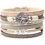 Bracelet en cuir pour femmes - soleil - arbre de vie - bijoux danniversaire de no�l