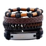 Bracelets cuir festivus pour homme femme tress manchette corde vintage rglable noir brun - cristal