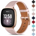 Bracelet en cuir compatible montre connect�e - levys - compatible fitbit sense / versa 3 - cuir v�ritable ...