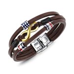 Bracelet homme en cuir - organgonfand - marron - acier au titane - multicouche - cadeau anniversaire