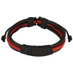 Bracelet en cuir rouge pour homme et ado - foot rugby 0133 - taille ajustable - livr� avec pochette cadeau ...