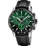 Montre - festina - chrono - cadran vert - bracelet cuir / tissu noir - 45 mm Montre - festina - chrono - cadran vert - bracelet cuir / tissu noir - 45 mm